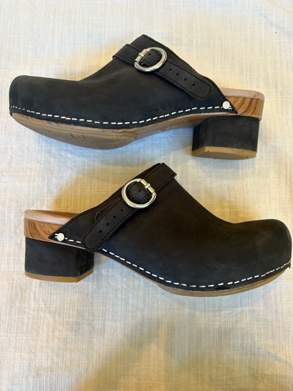 Dansko black suede/ leather clog. Size 37 US 7